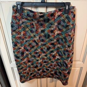LuLaRoe Cassie Pencil Skirt Size L Bold Abstract Print